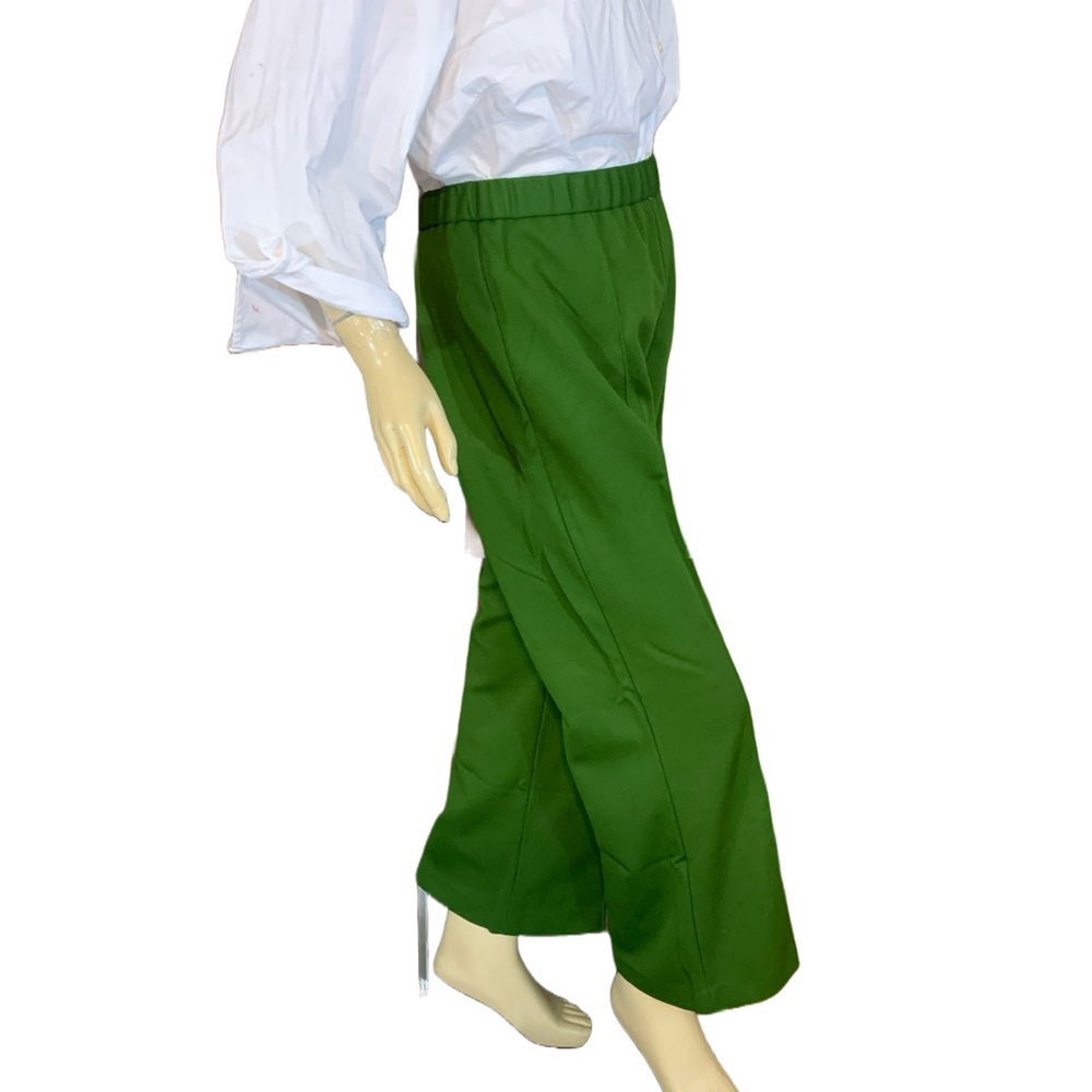 VINTAGE CIRCA 1970'S ALEX COLMAN GREEN FLARE LEG ELASTIC WAIST PANTS (M) - Picture 3 of 11
